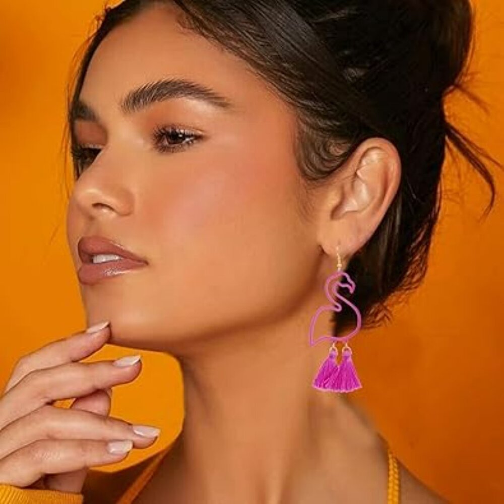 Pink Flamingo Earring Set Boho Earrings Flamingo Drop Dangle Cute Trendy Fashion